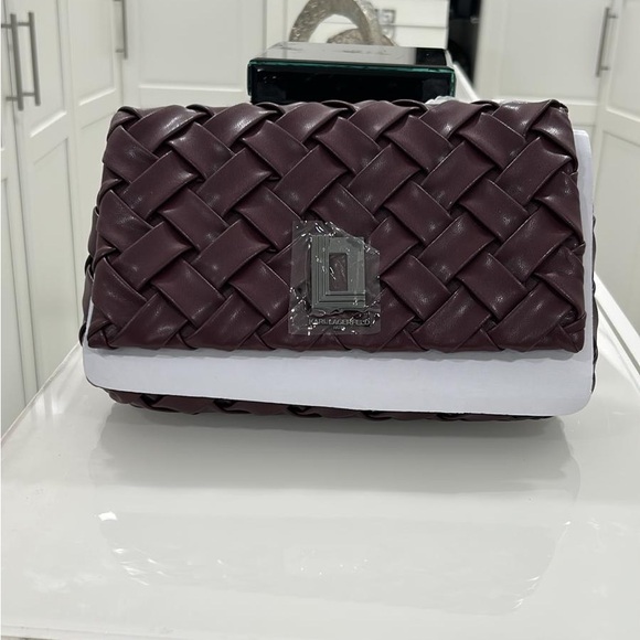 Karl Lagerfeld Burgundy Woven Chain Shoulder Bag - Picture 4 of 4